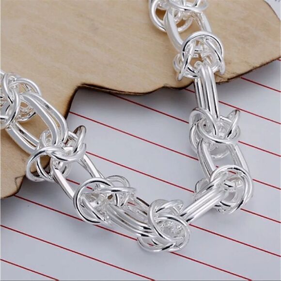 #20A NEW 925 Sterling Silver Chunky Chain Link Bracelet - Picture 3 of 5